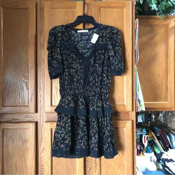 EYE OF THE NEEDLE Dark Romance Ditsy Print Ruffle Mini Dress - S - Picture 3 of 16